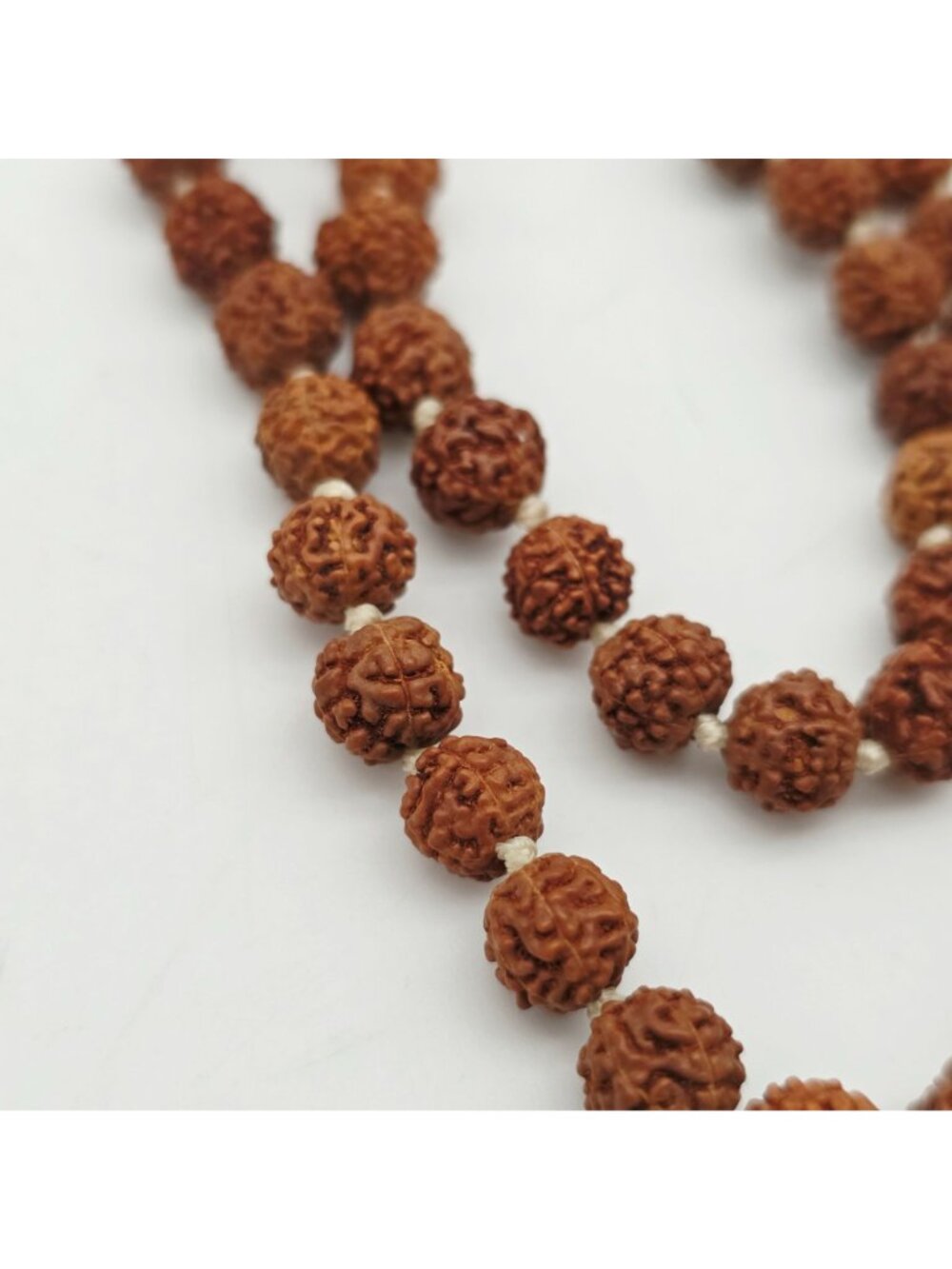 Rudraksha & Freshwater Pearl Beaded Necklace With White Tassel Pendant 36" - Picture 6 of 7